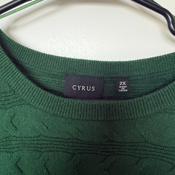Cyrus Forest Green Cable Knit Sweater – Size 2X – Classic Crewneck Pullover - Picture 2 of 3